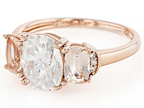 MOISSANITE FIRE® 2.00CTW DEW AND MORGANITE 14K ROSE GOLD OVER SILVER RING - Size 7