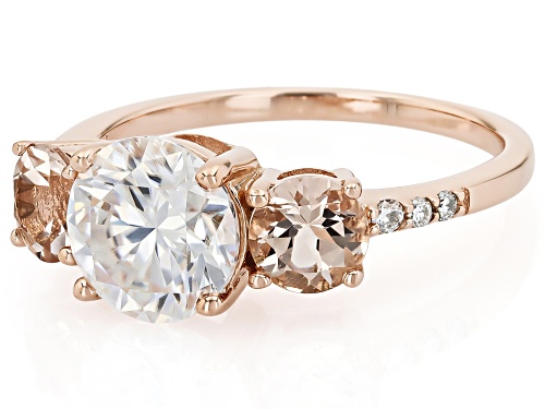 MOISSANITE FIRE® 1.98CTW DEW AND MORGANITE 14K ROSE GOLD OVER SILVER RING - Size 7