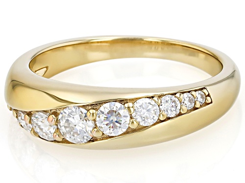 MOISSANITE FIRE® 0.60CTW DEW ROUND BRILLIANT 14K YELLOW GOLD OVER SILVER RING - Size 6