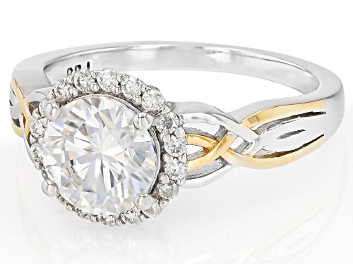 MOISSANITE FIRE® 1.68CTW DEW ROUND BRILLIANT PLATINEVE® TWO TONE RING - Size 9