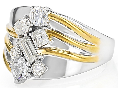 MOISSANITE FIRE® 1.27CTW DEW PLATINEVE® AND 14K YELLOW GOLD OVER PLATINEVE RING - Size 5