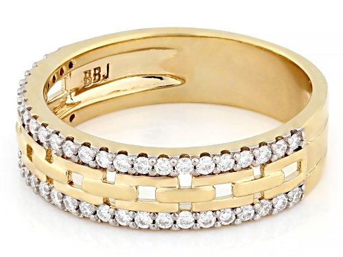 MOISSANITE FIRE® 0.48CTW DEW ROUND BRILLIANT 14K YELLOW OVER SILVER RING - Size 6