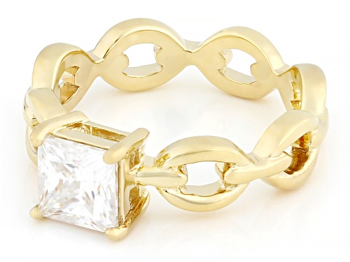 MOISSANITE FIRE® 1.20CT DEW SQUARE PRINCESS 14K YELLOW GOLD OVER SILVER RING - Size 9