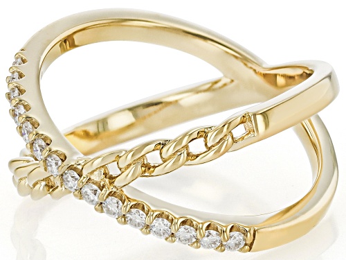 MOISSANITE FIRE® 0.30CTW DEW ROUND BRILLIANT 14K YELLOW GOLD OVER SILVER RING - Size 7