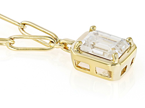 MOISSANITE FIRE® 2.52CT DEW EMERALD CUT 14K YELLOW GOLD OVER SILVER NECKLACE - Size 18