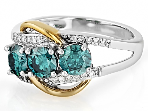 MOISSANITE FIRE® AND GREEN MOISSANITE 1.72CTW DEW PLATINEVE® TONE RING - Size 8