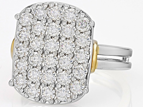 MOISSANITE FIRE® 1.98CTW DEW ROUND BRILLIANT PLATINEVE® TWO TONE RING - Size 5