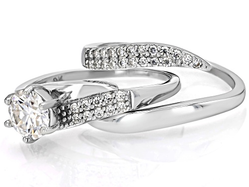 MOISSANITE FIRE® 1.16CTW DEW ROUND BRILLIANT PLATINEVE® RING AND BAND - Size 6