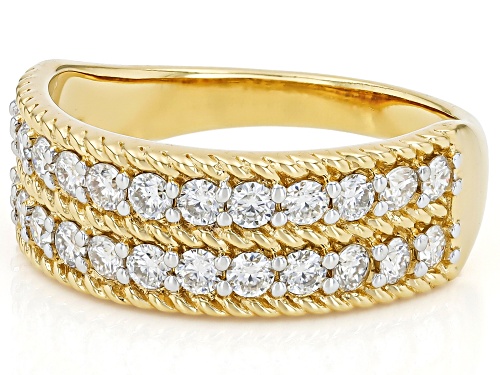 MOISSANITE FIRE® .78CTW DEW ROUND BRILLIANT 14K YELLOW GOLD OVER SILVER RING - Size 7