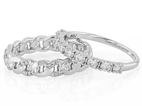 MOISSANITE FIRE® 0.66CTW DEW ROUND BRILLIANT PLATINEVE® SET OF 2 RINGS - Size 7