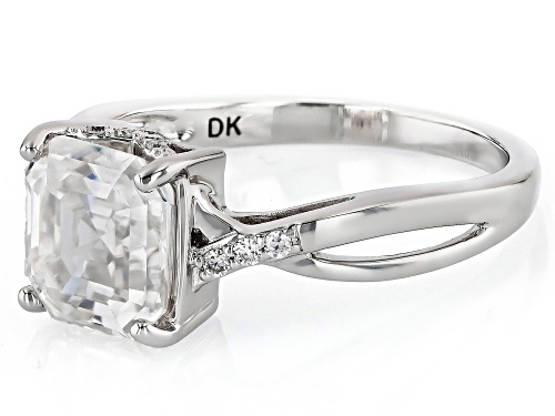 MOISSANITE FIRE® 3.12CTW DEW ASSCHER CUT AND ROUND BRILLIANT PLATINEVE® RING - Size 8