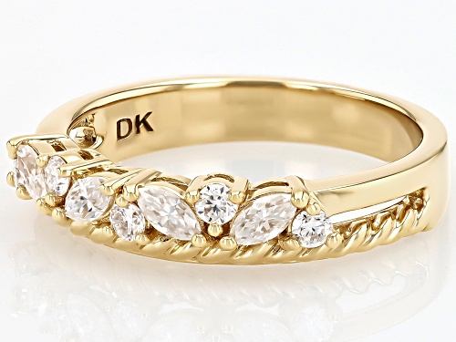 MOISSANITE FIRE® 0.43CTW DEW MARQUISE CUT AND ROUND 14K YELLOW GOLD OVER SILVER RING - Size 8