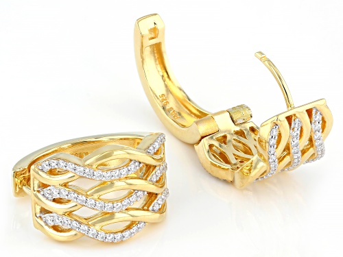 MOISSANITE FIRE® 1.06CTW DEW ROUND BRILLIANT 14K YELLOW GOLD OVER SILVER HOOP EARRINGS