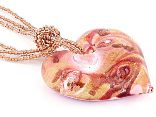 Il Murano di Francesca Pink Murano Glass Multi-Strand 18k Gold Over Sterling Silver Heart Pendant - Size 18