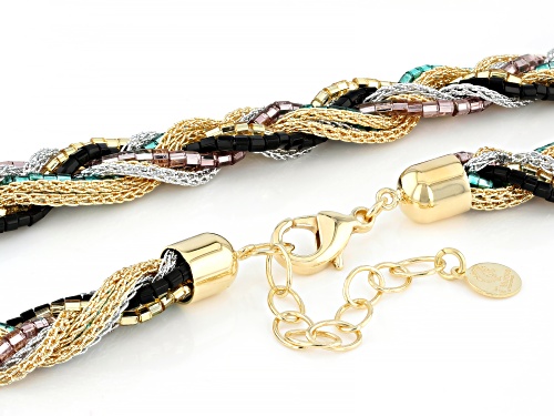 Il Murano di Francesca Multi-Color Murano Glass Gold Tone Braided Bead 18