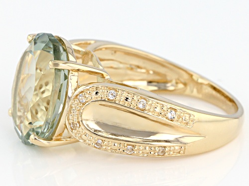 5.75ct Oval Prasiolite With .10ctw White Topaz 18k Yellow Gold Over Sterling Silver Ring - Size 8