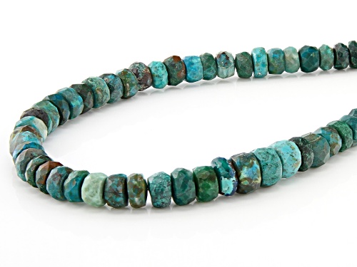 4-6mm Graduated Chrysocolla Rondelle Bead Sterling Silver Necklace - Size 18