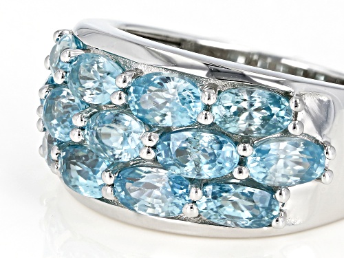 4.21ctw oval blue zircon rhodium over sterling silver band ring - Size 7