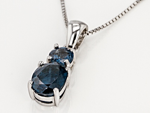 2.50ctw Round and Oval Teal Chromium Kyanite Rhodium Over Sterling Silver Pendant With Chain.