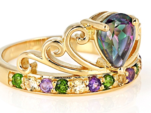 1.23ct Multi-Color Topaz With .40ctw Chrome Diopside, Amethyst And Citrine 18k Gold Over Silver Ring - Size 8