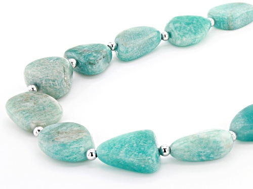 Free-Form Amazonite Rhodium Over Sterling Silver Necklace - Size 20