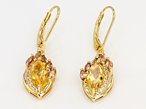 1.64ctw Citrine with .85ctw Andalusite & .20ctw White Zircon 18k Gold Over Sterling Silver Earrings