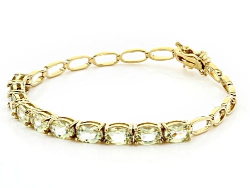 6.97CTW OVAL YELLOW APATITE 18K YELLOW GOLD OVER STERLING SILVER TENNIS BRACELET - Size 8