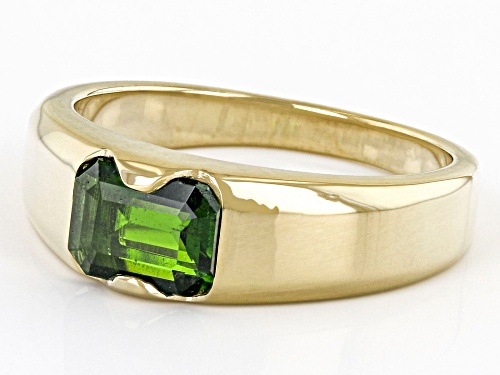 1.50ct Rectangular Octagonal Chrome Diopside 18k Yellow Gold Over Sterling Silver Men's Ring - Size 13
