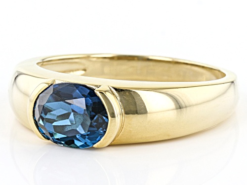 1.96ct Oval London Blue Topaz 18k Yellow Gold Over Sterling Silver Men's Ring - Size 12