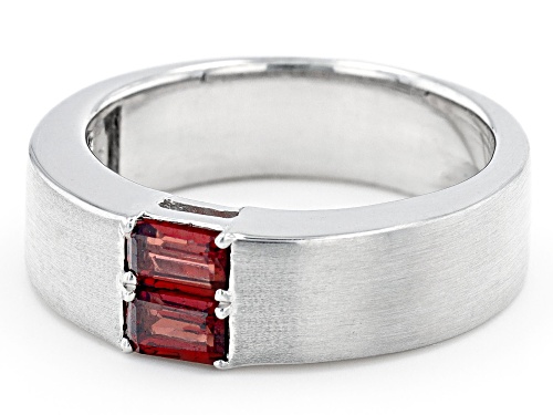 0.54ctw Rectangular Octagonal Vermelho Garnet™ Rhodium Over Silver Men's January Birthstone Ring - Size 12