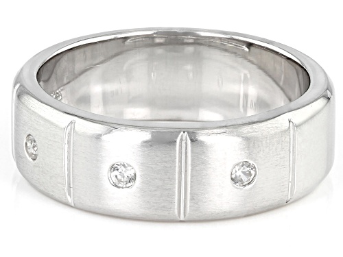 0.14ctw Round White Zircon Rhodium Over Sterling Silver Men's Band Ring - Size 11