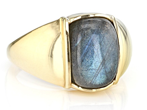 14x10mm Rectangular Cushion Labradorite 18k Yellow Gold Over Sterling Silver Men's Ring - Size 11