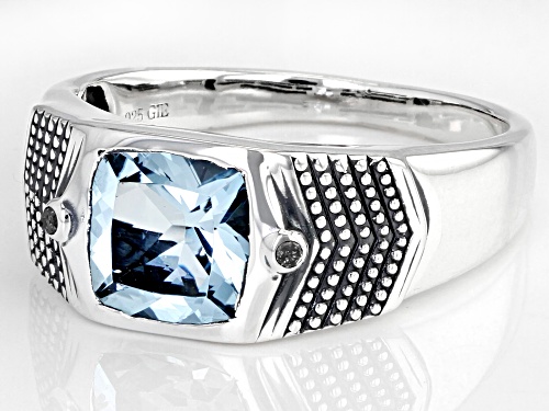 3.50ct Square Cushion Glacier Topaz™ With 0.01ctw White Diamond Accent Sterling Silver Men's Ring - Size 12