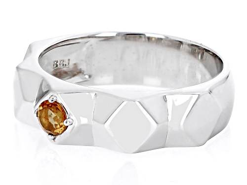 .21ct Brazilian Citrine Rhodium Over Sterling Silver Men's November Birthstone Ring - Size 12
