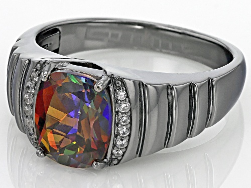 3.14ctw Cosmopolitan Beyond™ Topaz & White Zircon, Black Rhodium Over Silver Men's Ring - Size 12