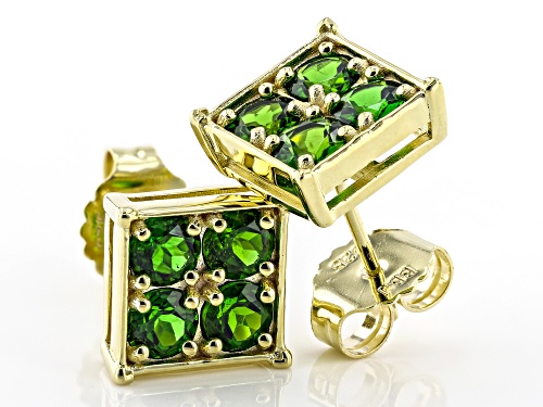 0.75ctw Round Chrome Diopside 18k Yellow Gold Over Sterling Silver Men's Stud Earrings
