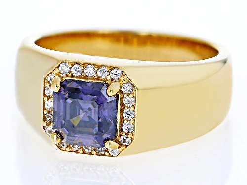 2.40ct Purple Strontium Titanate, 0.15ctw White Zircon 18k Yellow Gold Over Sterling Silver Ring - Size 12