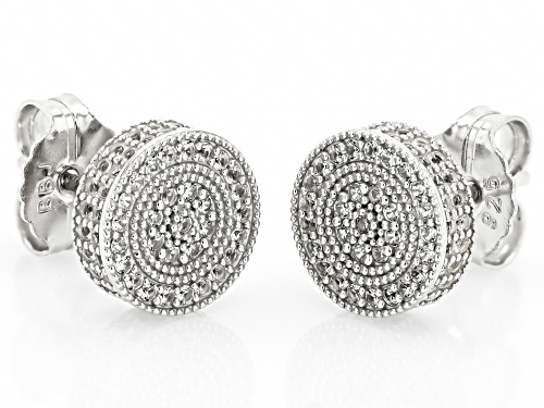 0.95ctw Round Lab Created White Sapphire Rhodium Over Sterling Silver Stud Earrings