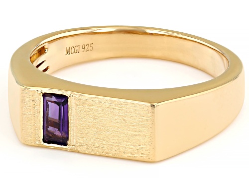 0.17ct Baguette Amethyst 18k Yellow Gold Over Sterling Silver Men's Signet Ring - Size 11