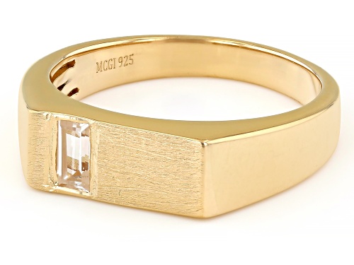 0.21ct Baguette Lab Created White Sapphire 18k Yellow Gold Over Sterling Silver Men's Signet Ring - Size 10