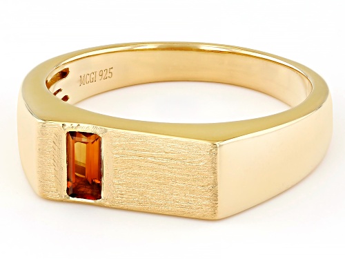 0.19ct Baguette Madeira Citrine 18k Yellow Gold Over Sterling Silver Men's Signet Ring - Size 13