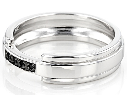 .17ctw Round Black Spinel Rhodium Over Sterling Silver Men's Band Ring - Size 12