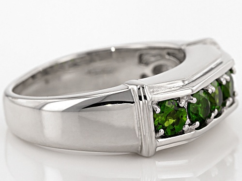 1.25ctw Round Chrome Diopside Rhodium Over Sterling Silver Men's Wedding Band Ring - Size 10