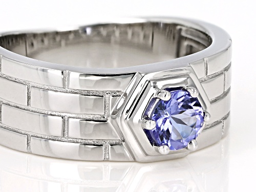 .47ctw Round Tanzanite Rhodium Over Sterling Silver Mens Solitaire Ring - Size 11