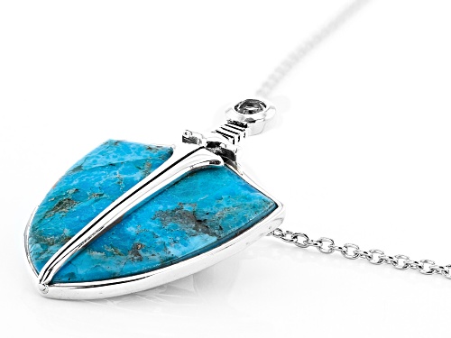 23x19mm Fancy Shape Turquoise and 0.13ct White Topaz Sterling Silver 