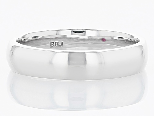 0.09ct Round Lab Created Ruby Rhodium Over Sterling Silver Men's Solitaire Band Ring - Size 12