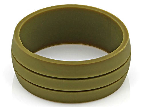 8mm Green Silicone Mens Band Ring - Size 11