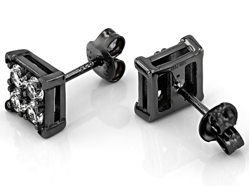 .87ctw Round Lab Created White Sapphire, Black Rhodium Over Sterling Silver Stud Earrings