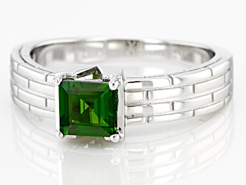 0.86ct Square Chrome Diopside Rhodium Over Sterling Silver Men's Solitaire Ring - Size 12