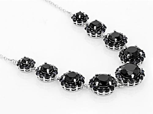 8.57ctw Graduated 2mm-8mm Round Black Spinel Sterling Silver Necklace - Size 18